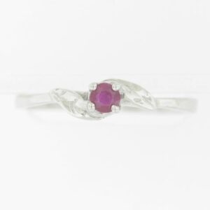 Elegant 10K White Gold Ruby Ring