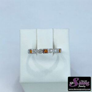 10K White Gold Citrine and Diamond Accent Stackable Ring