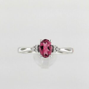 10K White Gold Pink Tourmaline Ring with Diamonds