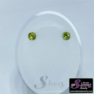 14K White Gold Genuine Peridot 5mm Stud Earrings
