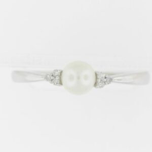 10K White Gold Pearl and Diamond Accent Ring