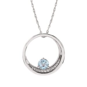 Elegant Sterling Silver Aquamarine Pendant with Diamond Accents