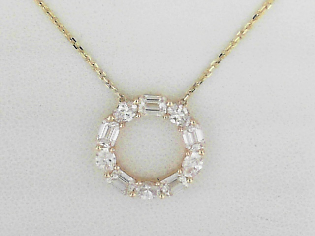 14K Yellow Gold Lab Grown Diamond and Emerald Cut Pendant