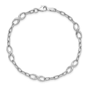 10K White Gold Polished Link Bracelet, 7.5