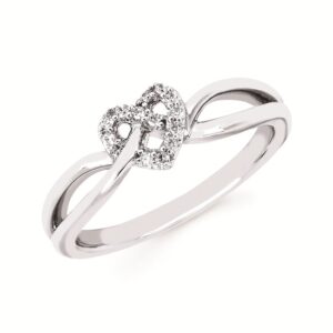 Elegant Sterling Silver Diamond Heart Ring