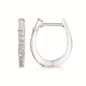 Elegant Sterling Silver Diamond Hoop Earrings