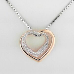 Refined Rose Sterling Silver Pendant with White Sapphire