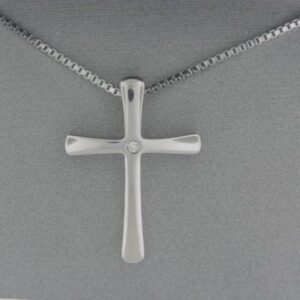 Sterling Silver Cross Pendant with Diamond Accent