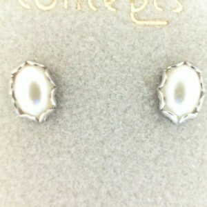 Customizable White Metal Pearl Concept Earrings