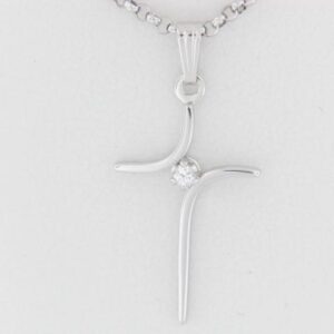 Elegant Sterling Silver Cross Pendant with Cubic Zirconia